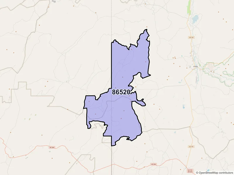 Map of Blue Gap, Arizona and ZIP codes
