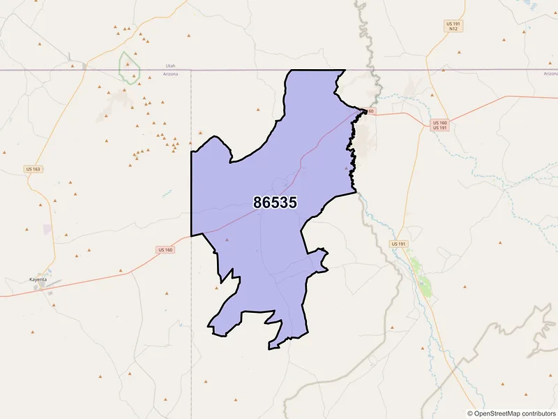 Map of Dennehotso, Arizona and ZIP codes