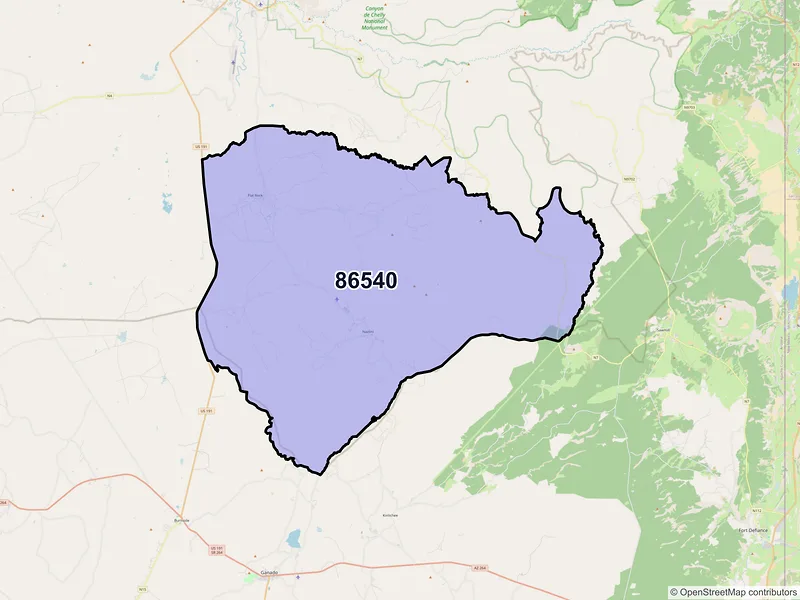 Map of Nazlini, Arizona and ZIP codes