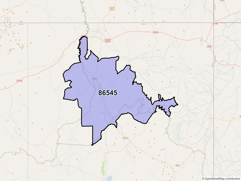 Map of Rock Point, Arizona and ZIP codes