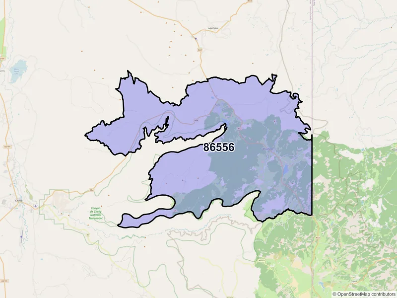 Map of Tsaile, Arizona and ZIP codes