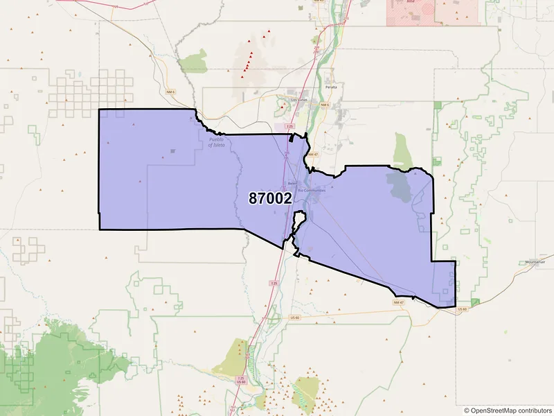 Map of ZIP Code 87002 — Belen, NM