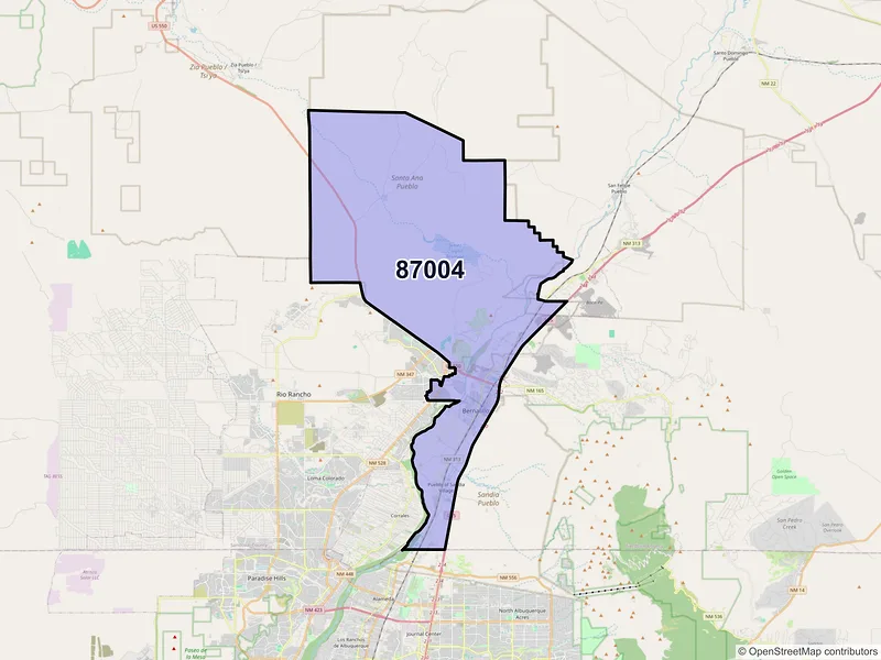 Map of ZIP Code 87004 — Bernalillo, NM