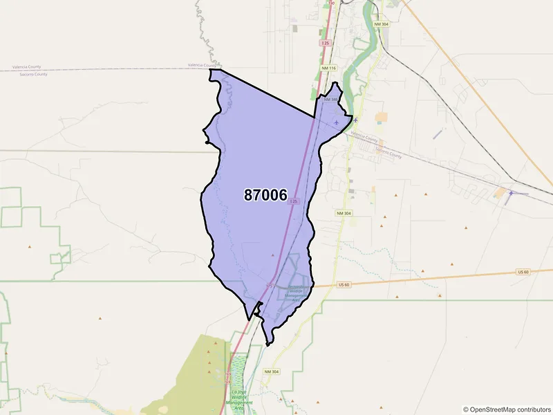 Map of ZIP Code 87006 — Bosque, NM