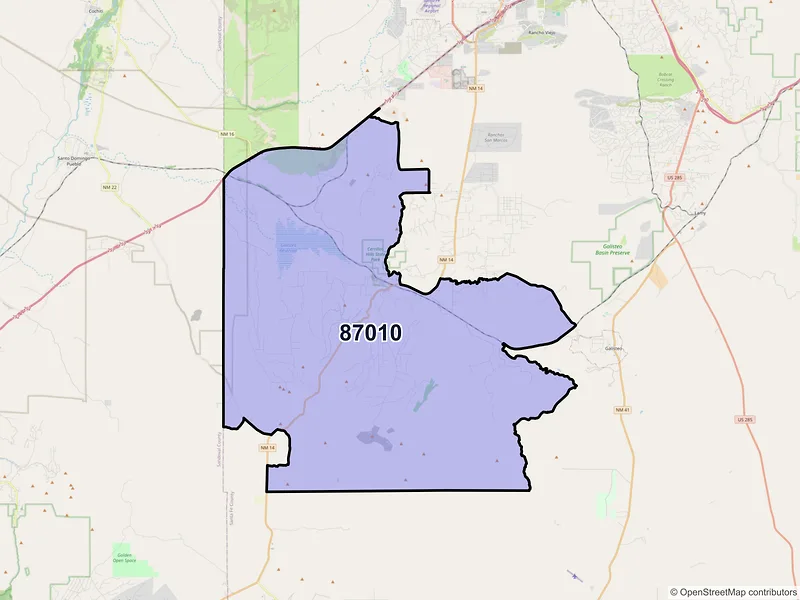 Map of ZIP Code 87010 — Cerrillos, NM