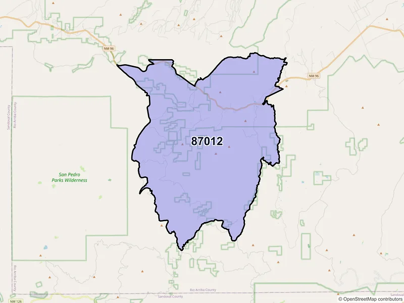 Map of ZIP Code 87012 — Coyote, NM
