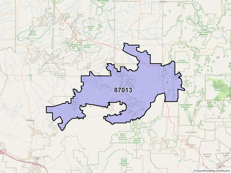 Map of ZIP Code 87013 — Cuba, NM