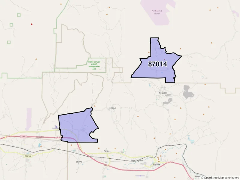 Map of ZIP Code 87014 — Cubero, NM