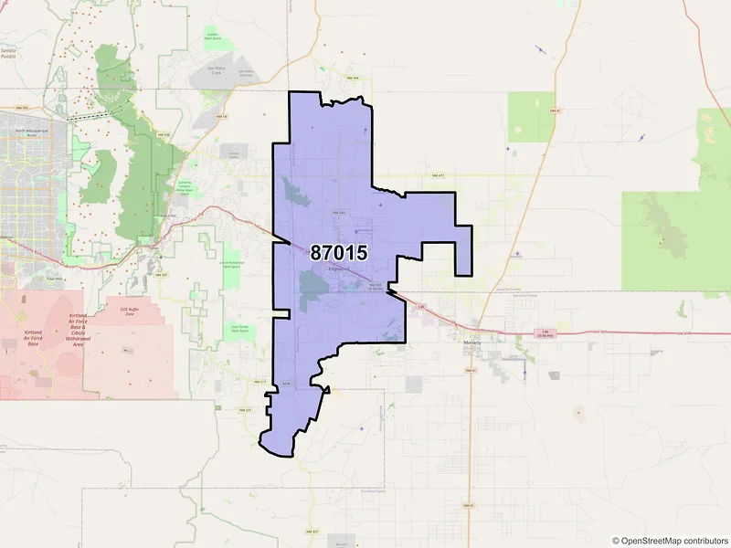 Map of ZIP Code 87015 — Edgewood, NM