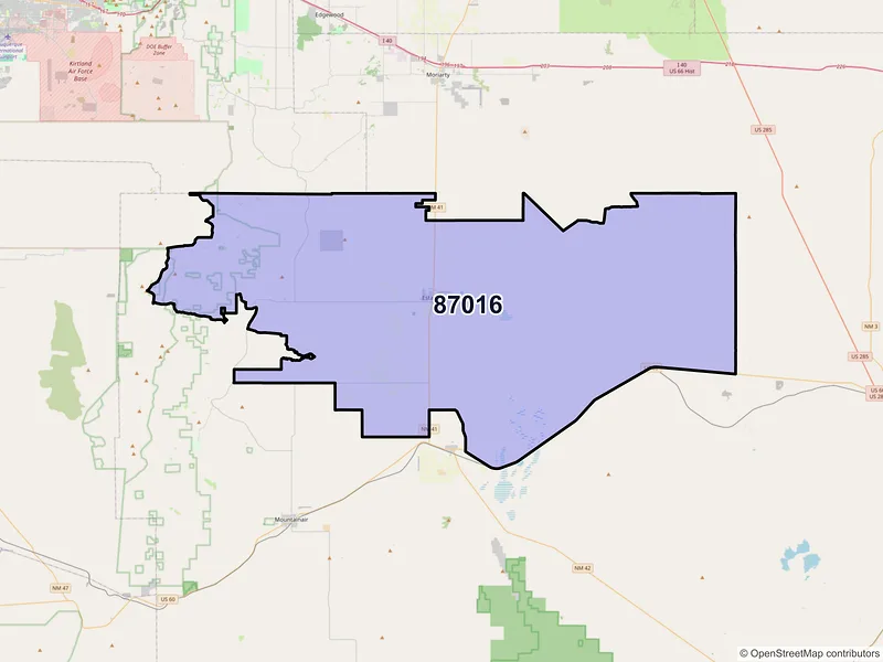 Map of ZIP Code 87016 — Estancia, NM
