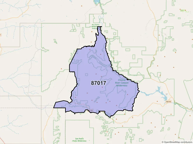 Map of ZIP Code 87017 — Gallina, NM