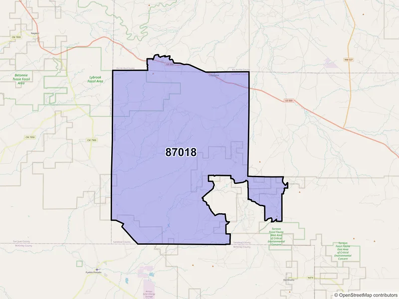 Map of Counselor, New Mexico and ZIP codes