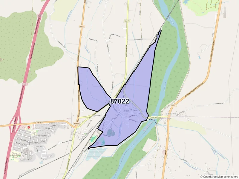 Map of Isleta, New Mexico and ZIP codes