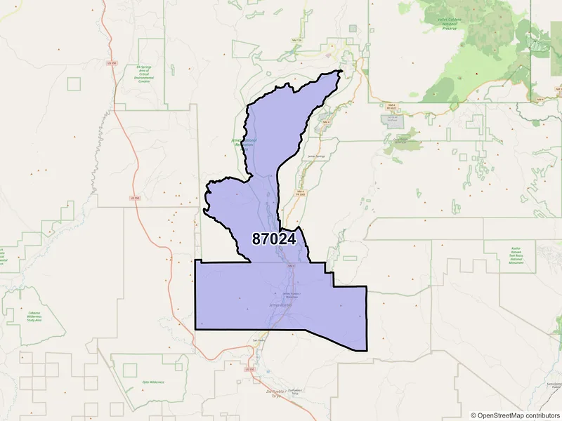 Map of ZIP Code 87024 — Jemez Pueblo, NM