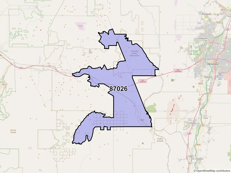 Map of Laguna, New Mexico and ZIP codes