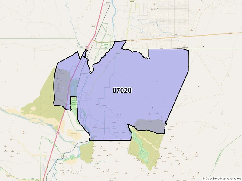 Map of ZIP Code 87028 — La Joya, NM