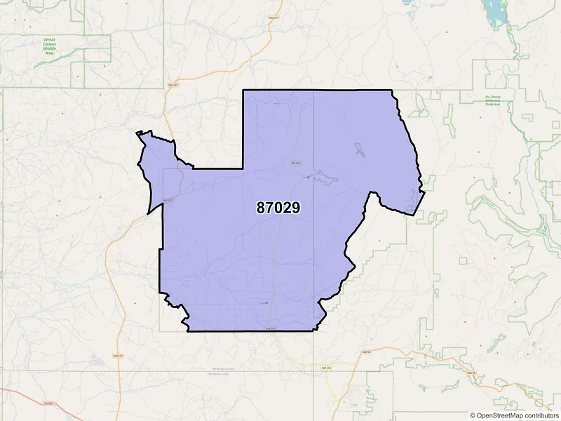 Map of ZIP Code 87029 — Lindrith, NM