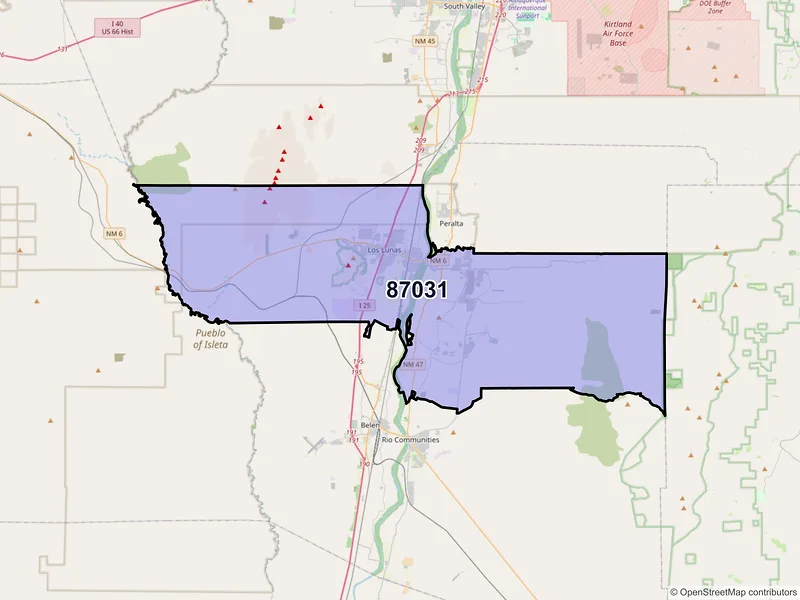 Map of ZIP Code 87031 — Los Lunas, NM