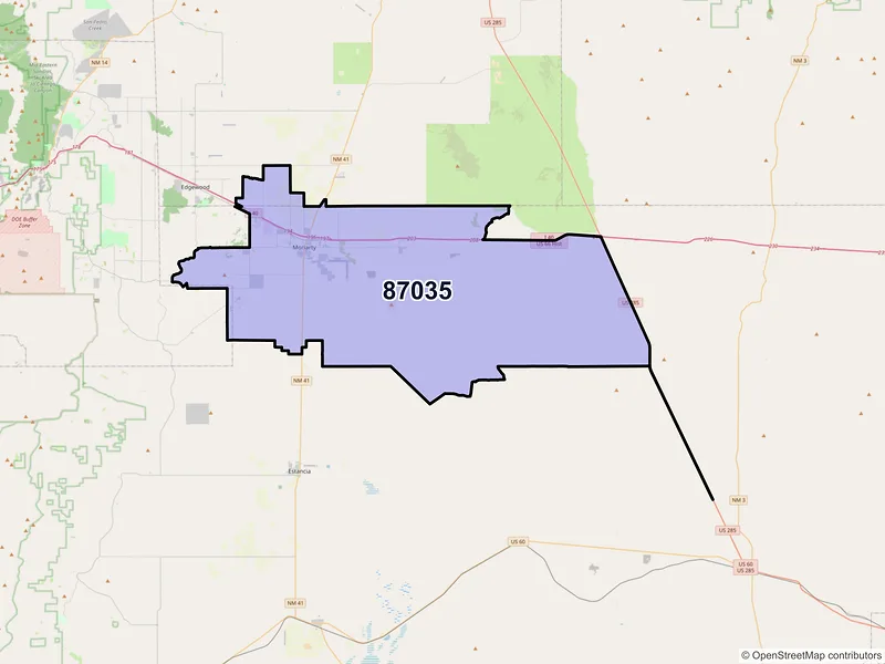 Map of ZIP Code 87035 — Moriarty, NM