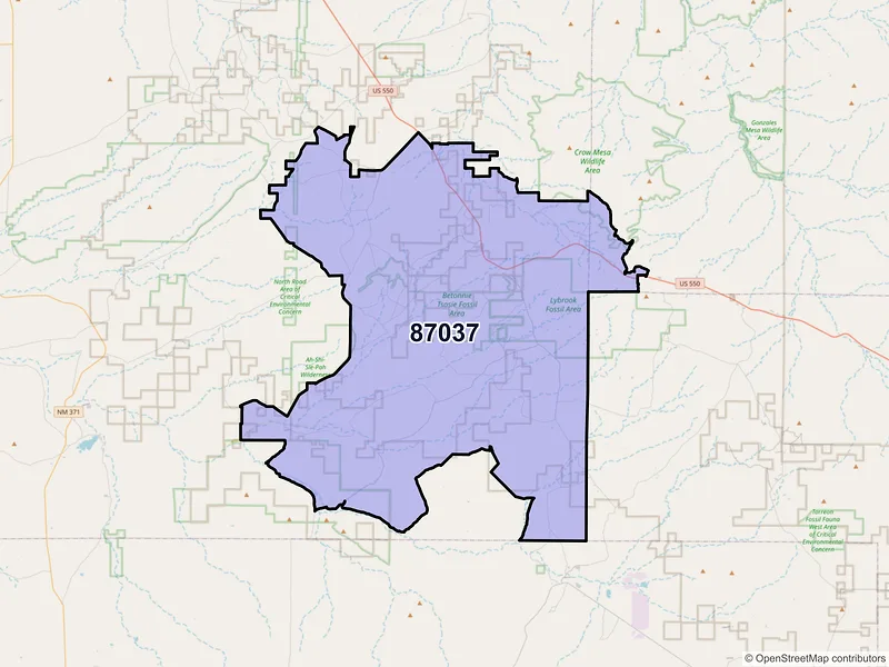 Map of Nageezi, New Mexico and ZIP codes