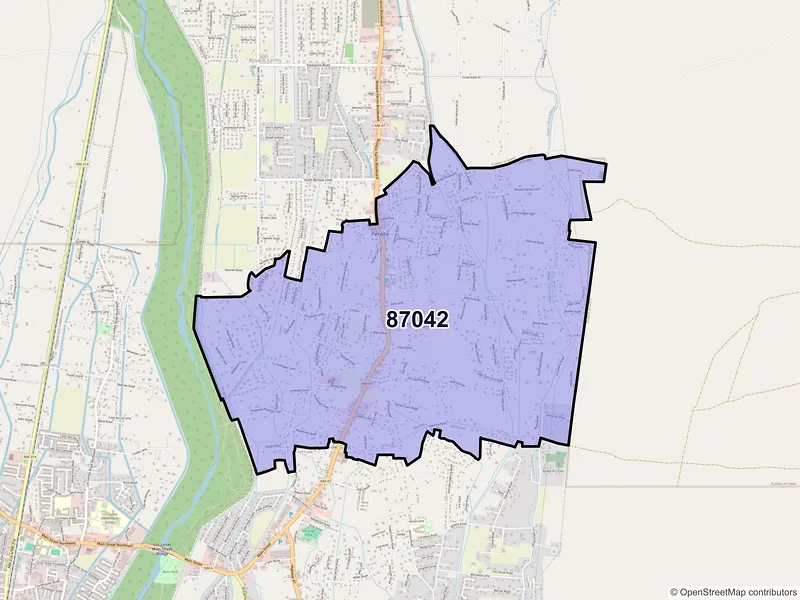 Map of ZIP Code 87042 — Peralta, NM