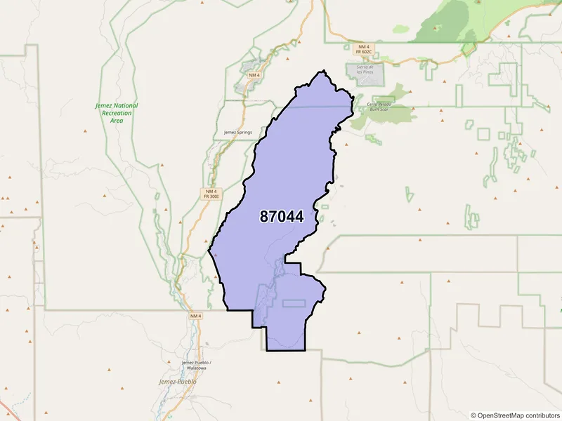 Map of Ponderosa, New Mexico and ZIP codes