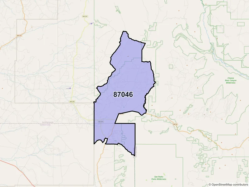 Map of ZIP Code 87046 — Regina, NM