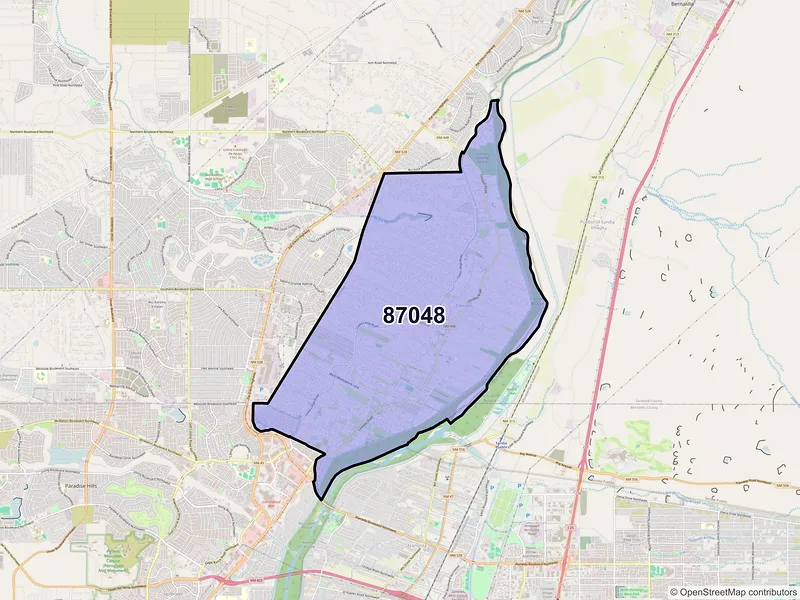Map of ZIP Code 87048 — Corrales, NM