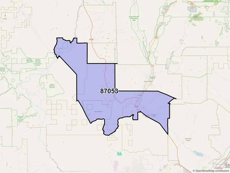 Map of ZIP Code 87053 — San Ysidro, NM