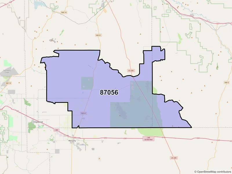 Map of ZIP Code 87056 — Stanley, NM