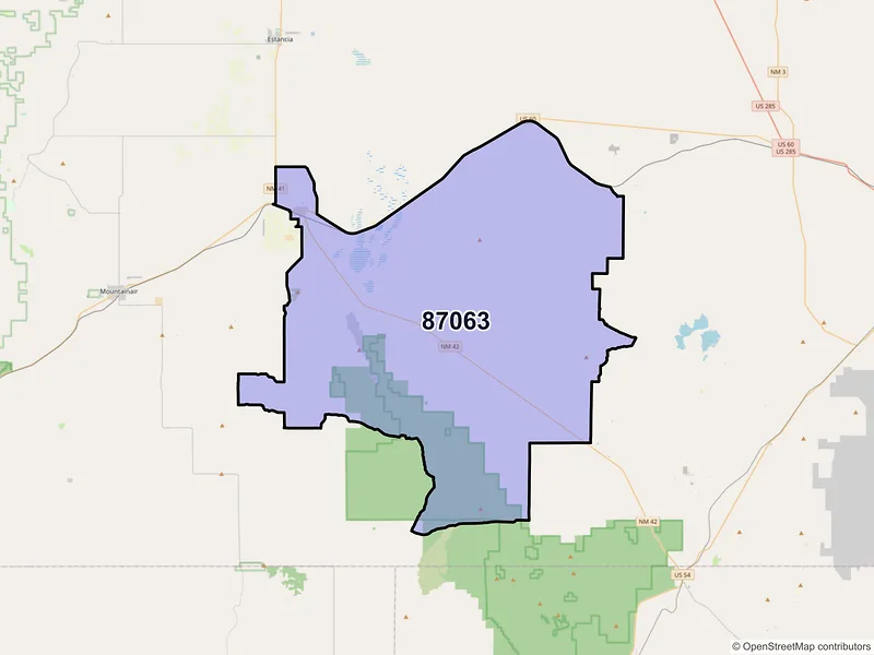 Map of ZIP Code 87063 — Willard, NM