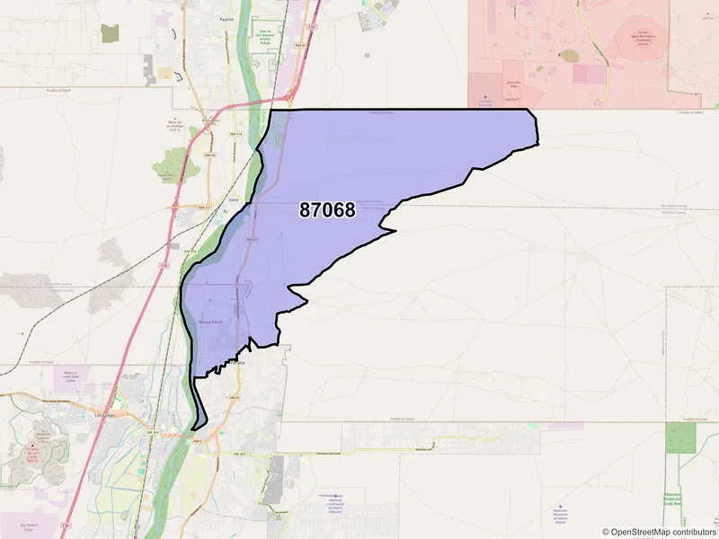 Map of ZIP Code 87068 — Bosque Farms, NM