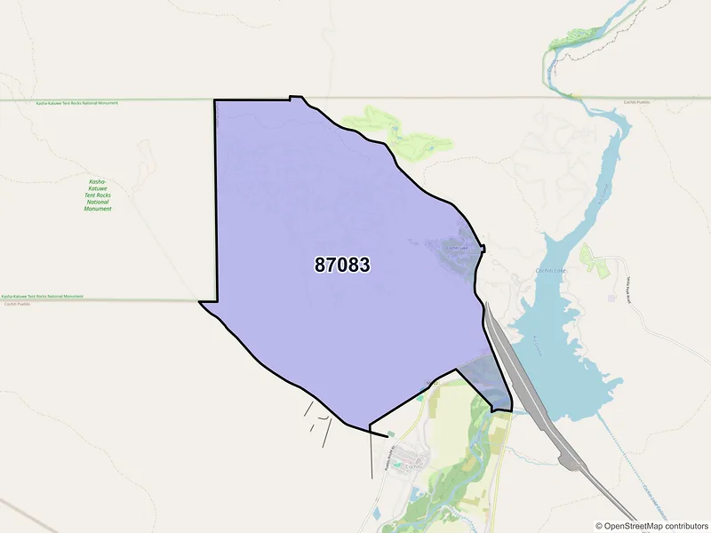 Map of ZIP Code 87083 — Cochiti Lake, NM