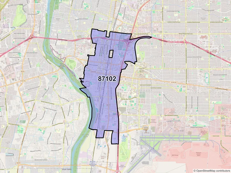 Map of ZIP Code 87102 — Albuquerque, NM