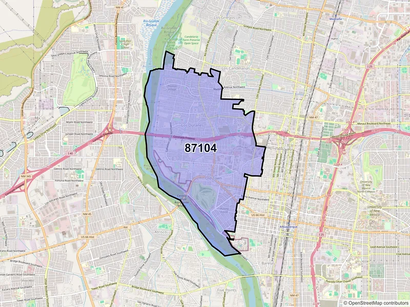 Map of ZIP Code 87104 — Albuquerque, NM