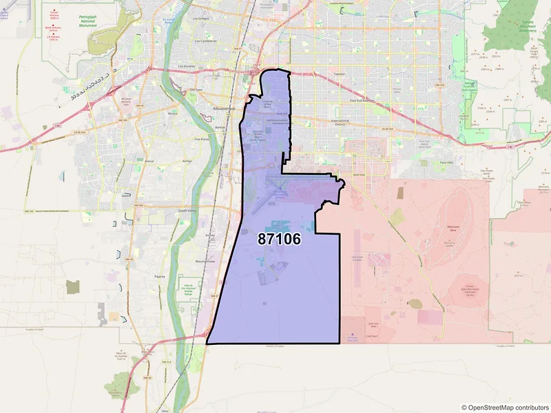 Map of ZIP Code 87106 — Albuquerque, NM