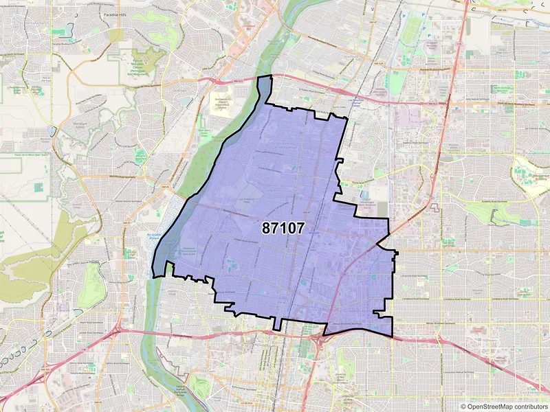 Map of ZIP Code 87107 — Albuquerque, NM