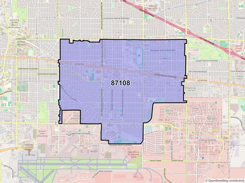 Map of ZIP Code 87108 — Albuquerque, NM
