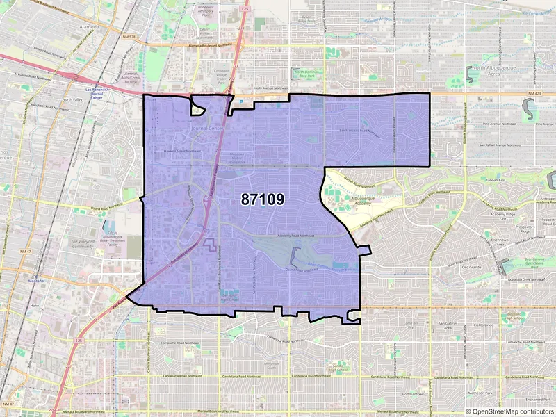 Map of ZIP Code 87109 — Albuquerque, NM