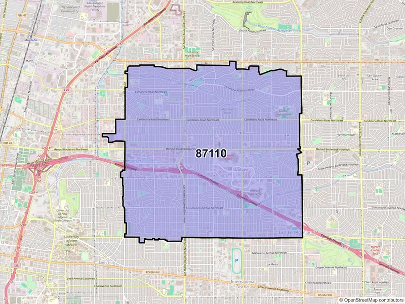 Map of ZIP Code 87110 — Albuquerque, NM
