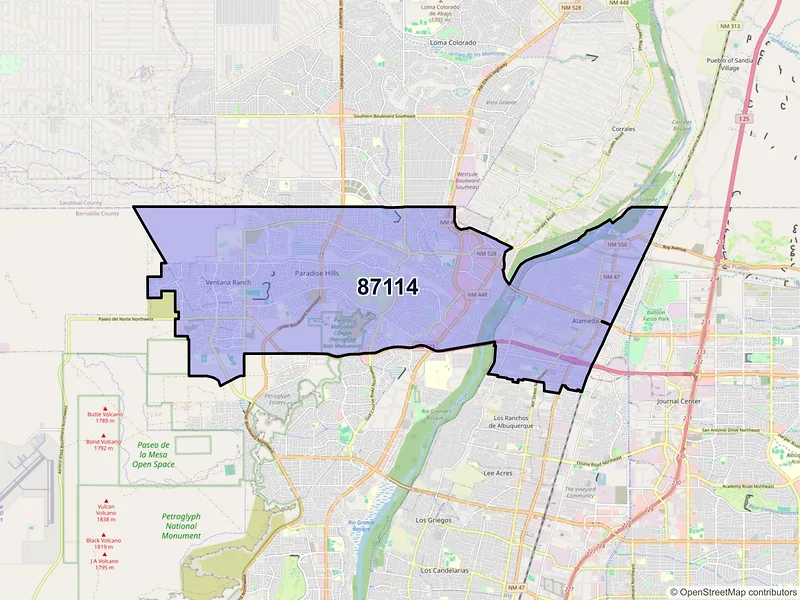 Map of ZIP Code 87114 — Albuquerque, NM