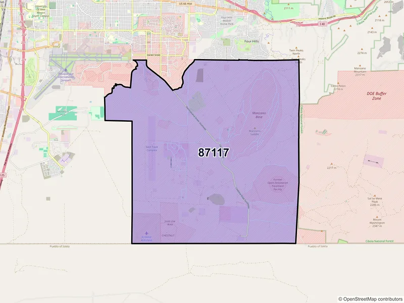 Map of ZIP Code 87117 — Kirtland AFB, NM