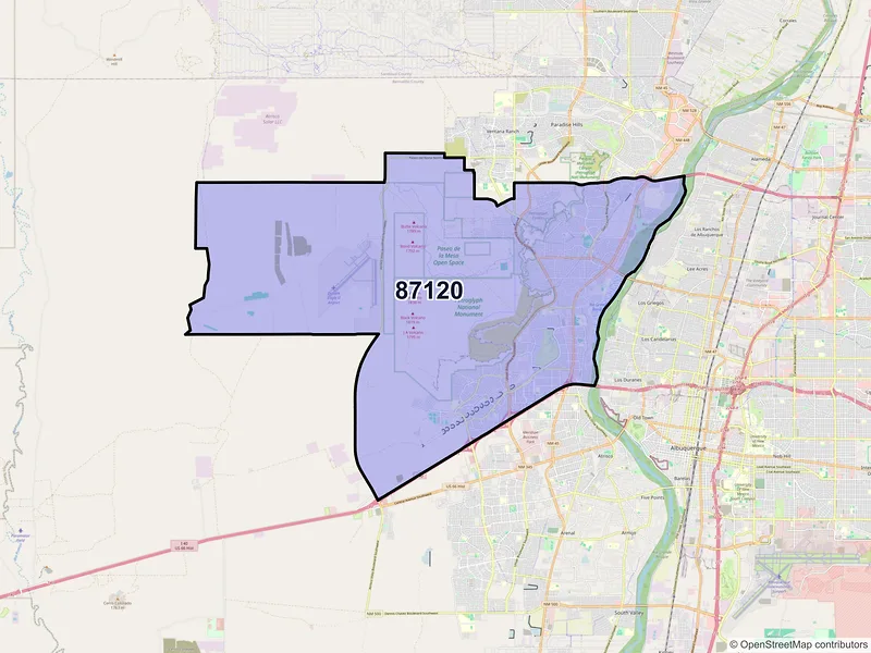 Map of ZIP Code 87120 — Albuquerque, NM