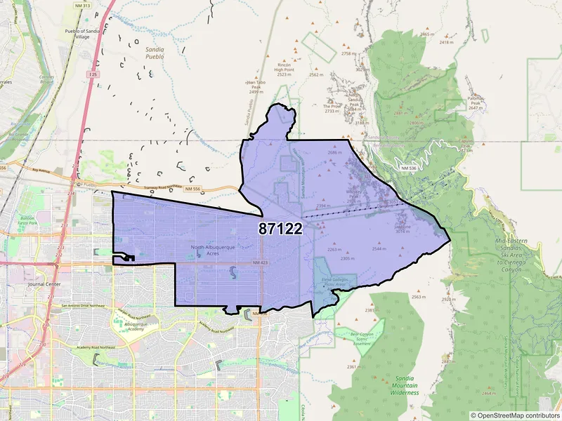 Map of ZIP Code 87122 — Albuquerque, NM
