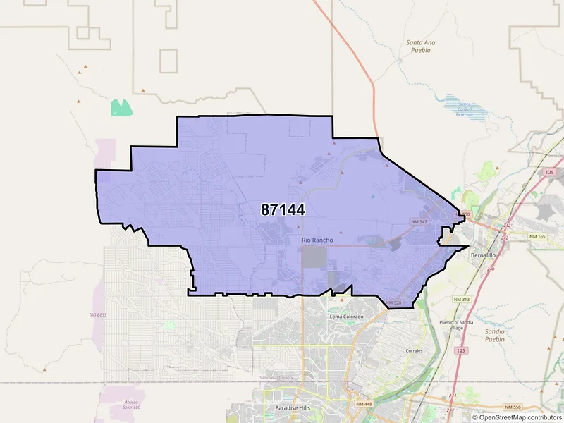 Map of ZIP Code 87144 — Rio Rancho, NM