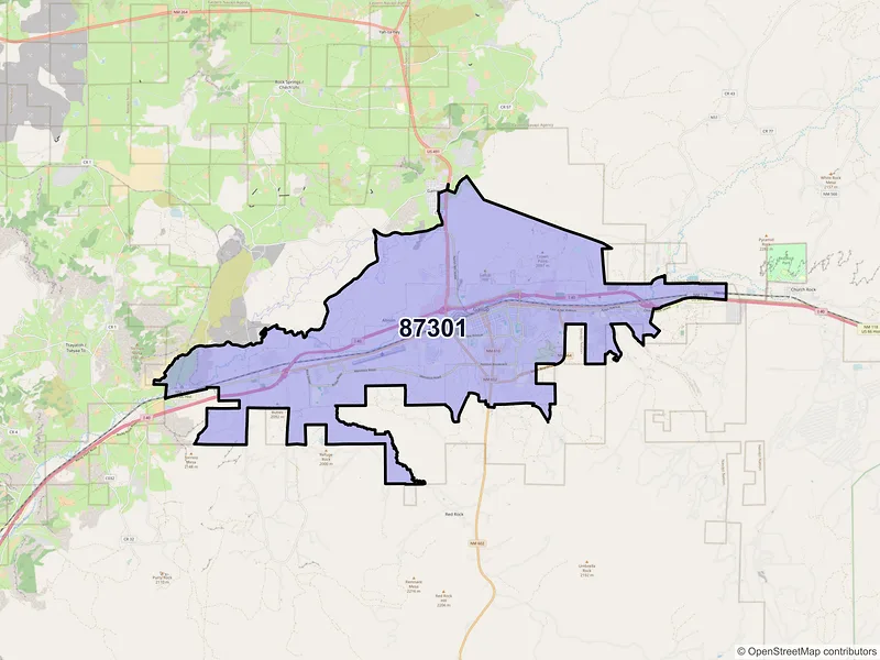 Map of ZIP Code 87301 — Gallup, NM