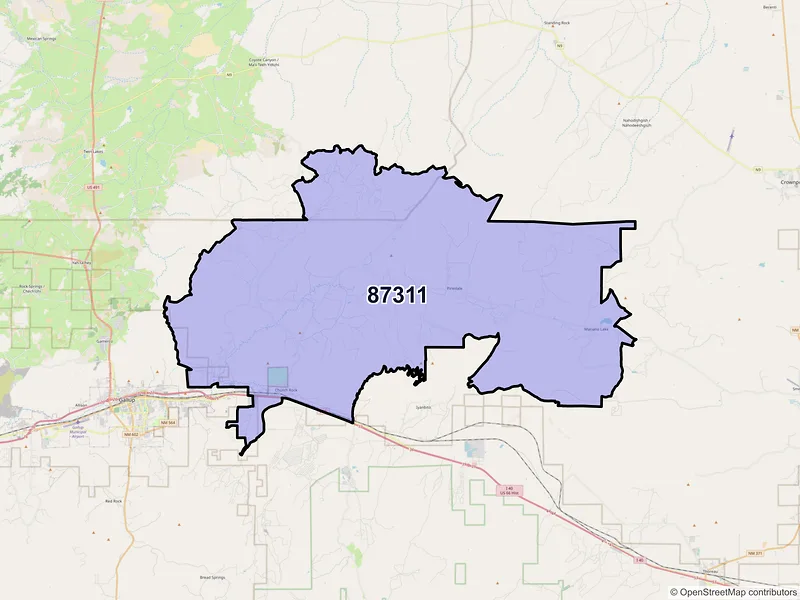 Map of Church Rock, New Mexico and ZIP codes