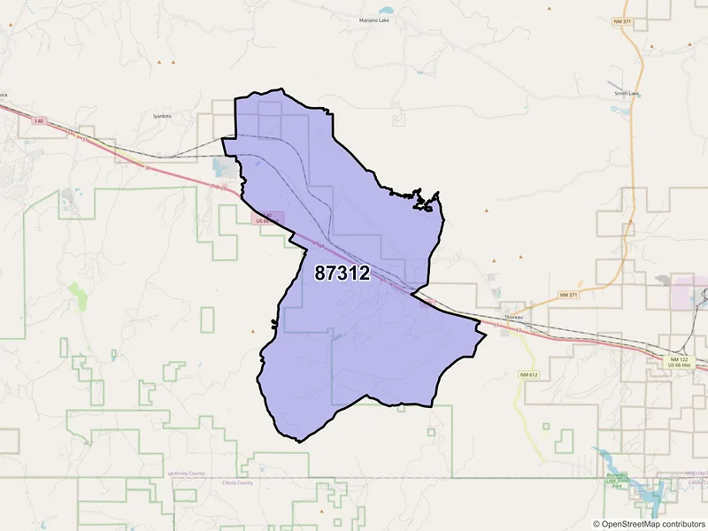 Map of ZIP Code 87312 — Continental Divide, NM