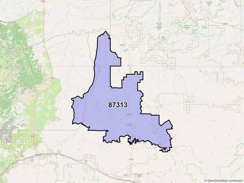 Map of Crownpoint, New Mexico and ZIP codes