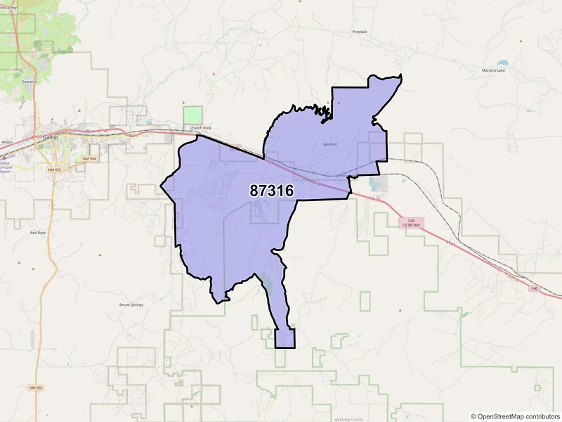 Map of Fort Wingate, New Mexico and ZIP codes